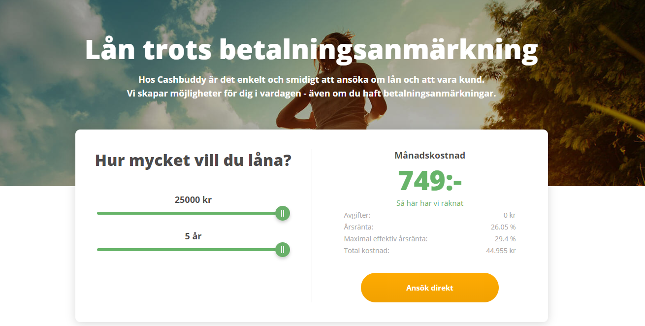 Cashbuddy lån trots betalningsanmärkning