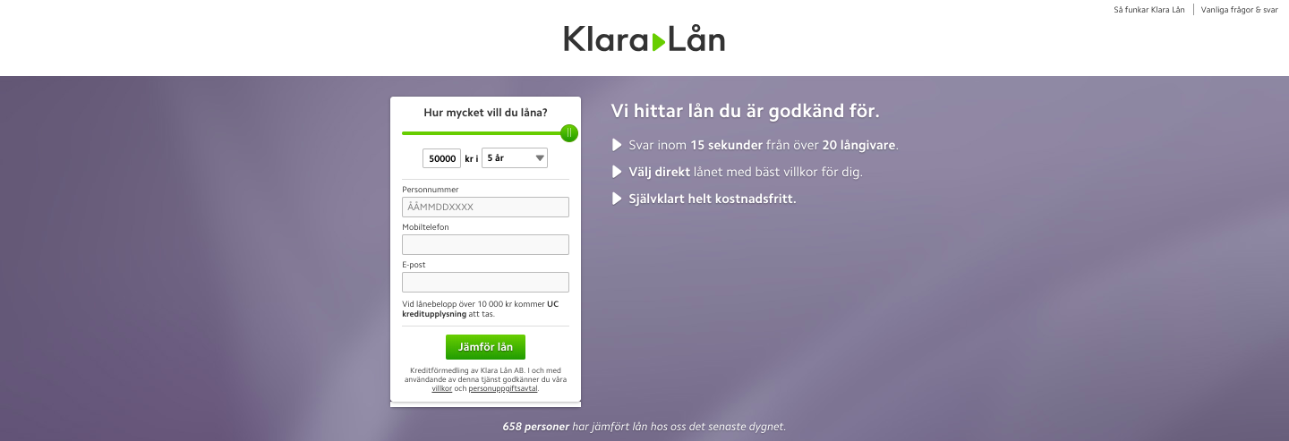 Klara låna snabblån man kan jämföra mellan flera olika långivare!