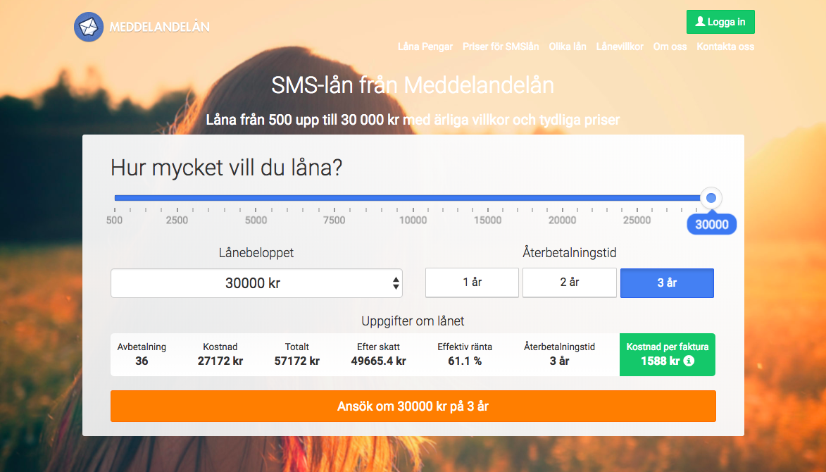 Meddelandelån - låna upp till 30 000 kronor snabbt och enkelt!