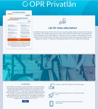 OPR privatlån ger en ränta som kan jämföras med övriga på marknaden!