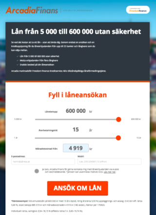 Arcadia Finans kundservice kan man nå via telefon såväl som över nätet!