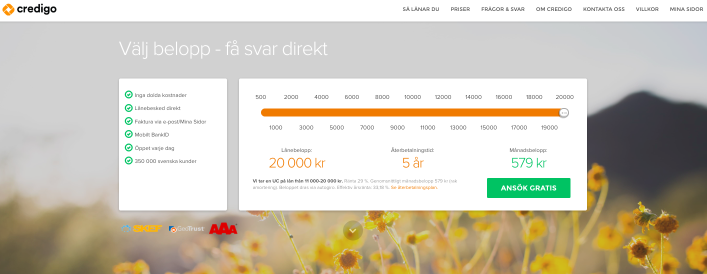 Credigo tar inte uc för sina mindre lån och som kund kan man undvika uc och ändå ta ett lån!