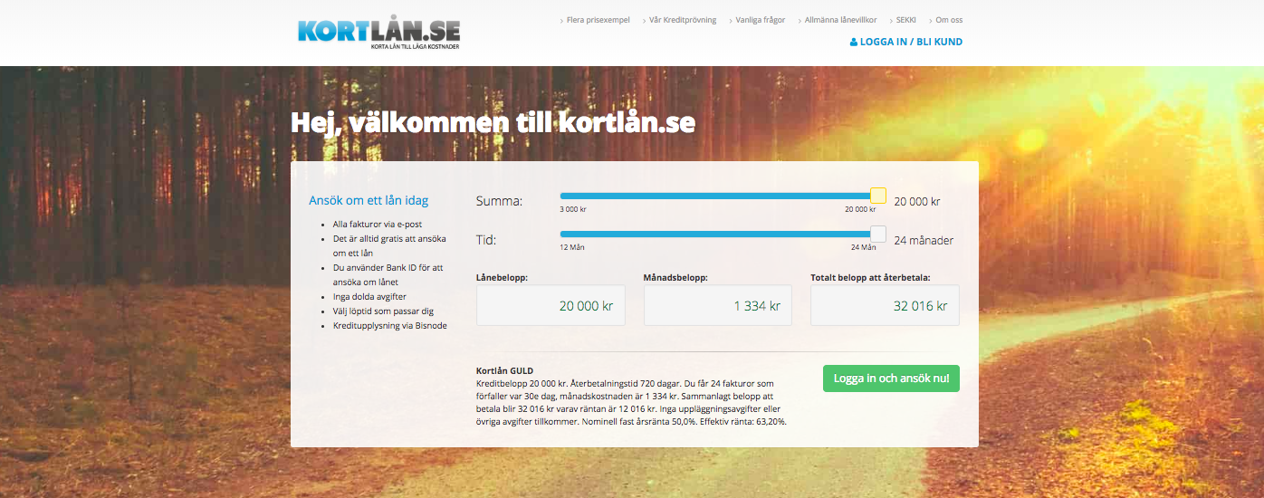 Kortlån erbjuder smidig utbetalning på sina korta lån!