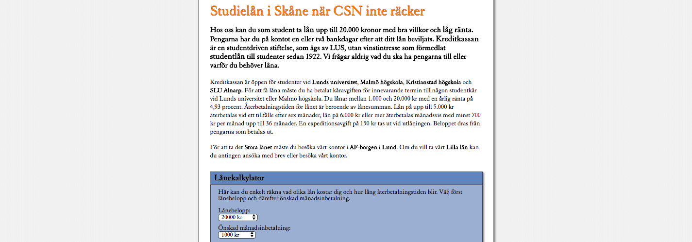 Kreditkassan studentlån erbjuder lån till studenter!