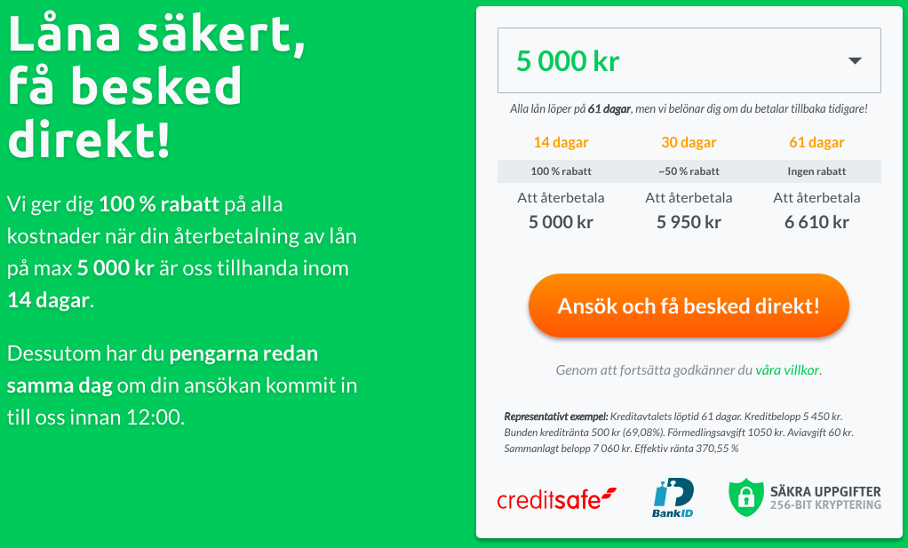 loanstep erbjuder lån utan uc på sina korttidslån!