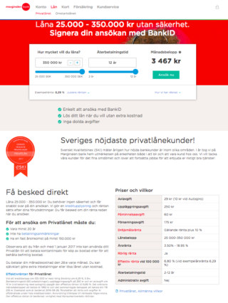 Marginalen Bank erbjuder sina kunder bra förutsättningar på räntan!