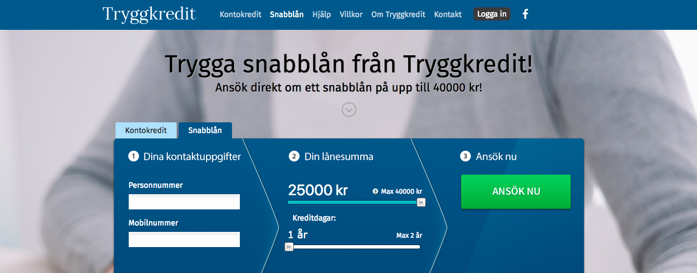 Tryggkredit har en snabb utbetalning förmåga som gör det lätt att ta lån snabbt!